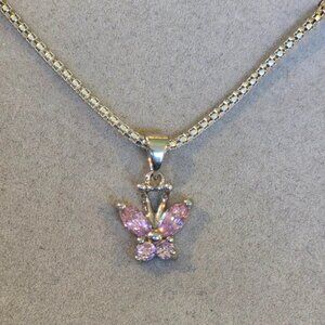 Precious Pink Butterfly Necklace